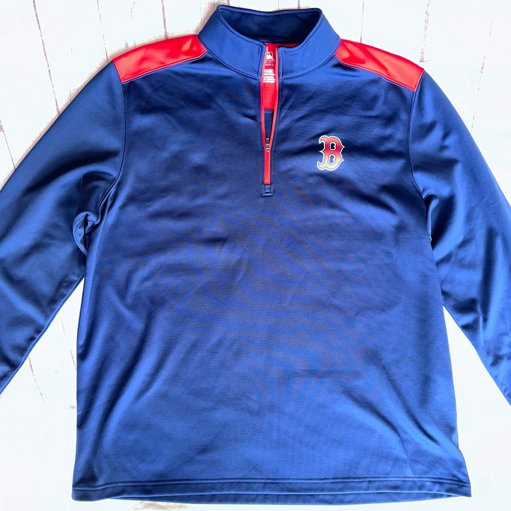 NWOT Men’s 2XL MLB Boston Red Sox LS 1/4 Zip Polyester Fleece Lined Pullover